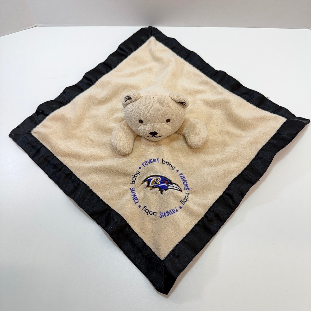 Baltimore Ravens Lovey NFL Baby Fanatic Tan Black Plush Bear Security Blanket